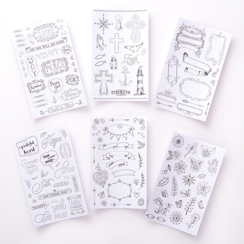 Colouring Bible Journaling Stickers Afrikaans (6 sheets) (STC006)