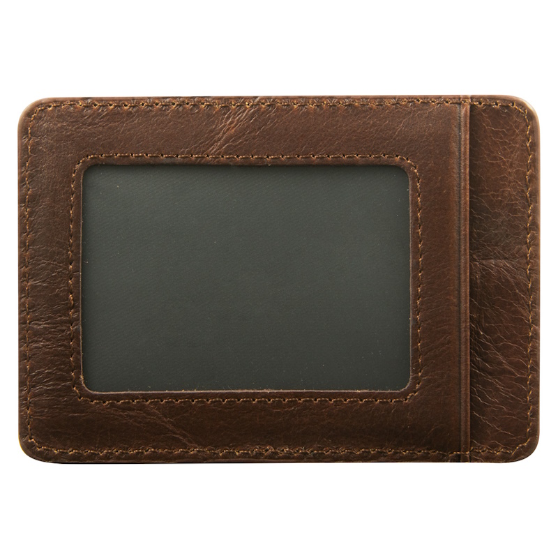 Genuine African Leather Brown Card And ID Holder (WT180)