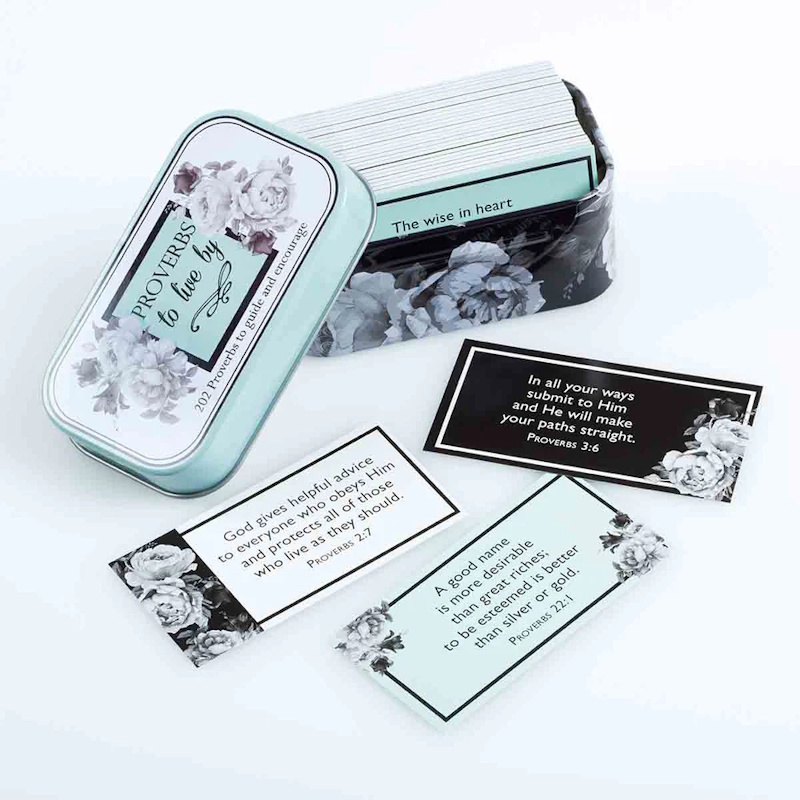 Proverbs To Live By Scripture Cards in a Tin (TIN005)