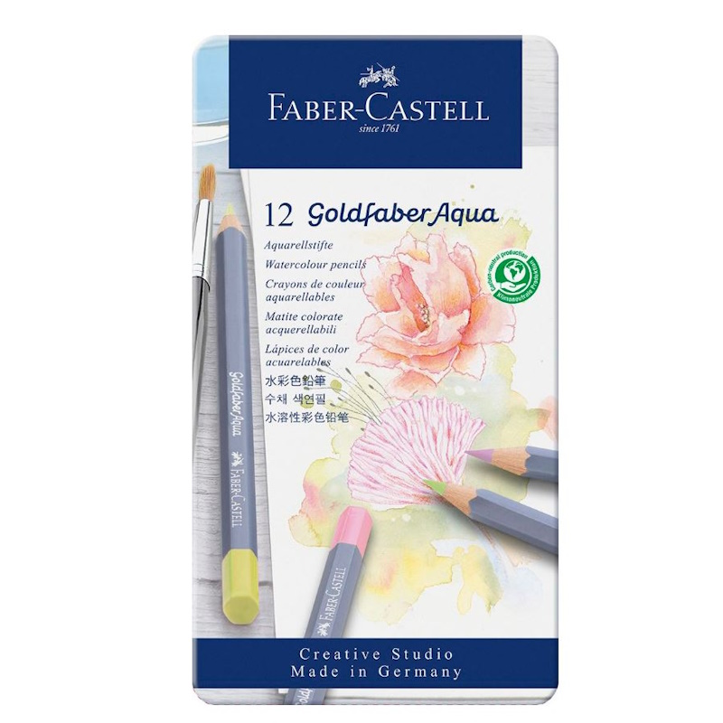 Faber-Castell Goldfaber Aqua Watercolour Pastel Pencils (tin of 12)