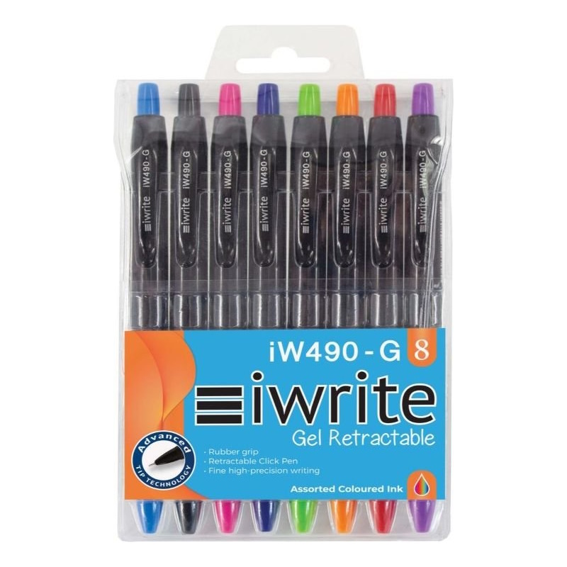 iWrite Retractable Gel Pens (wallet of 8)