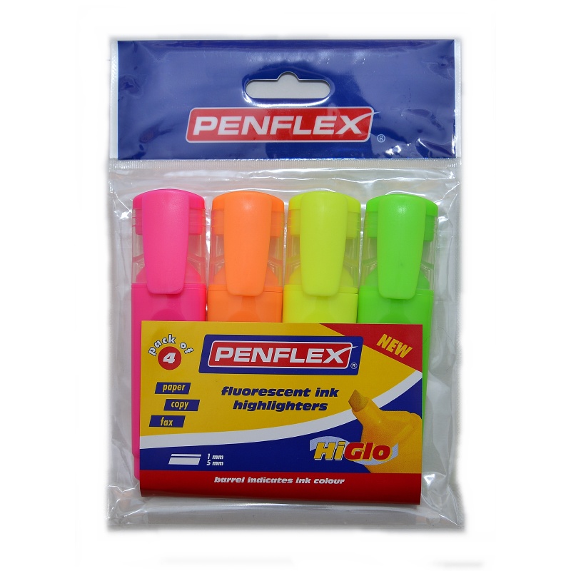 Penflex Higlo Highlighter Bright (wallet of 4)