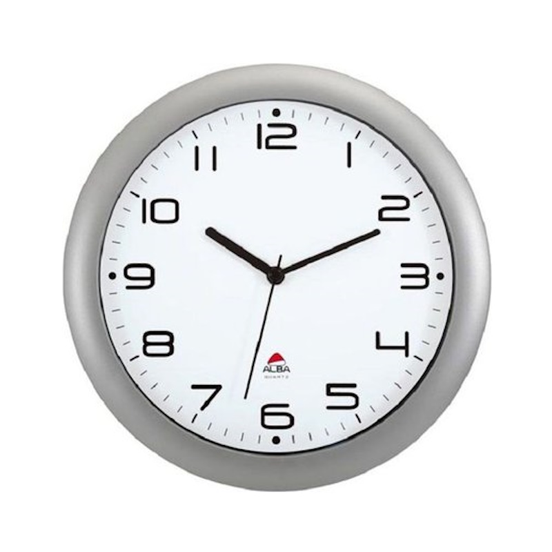 Alba On Time Wall Clock 30cm (metallic grey frame)