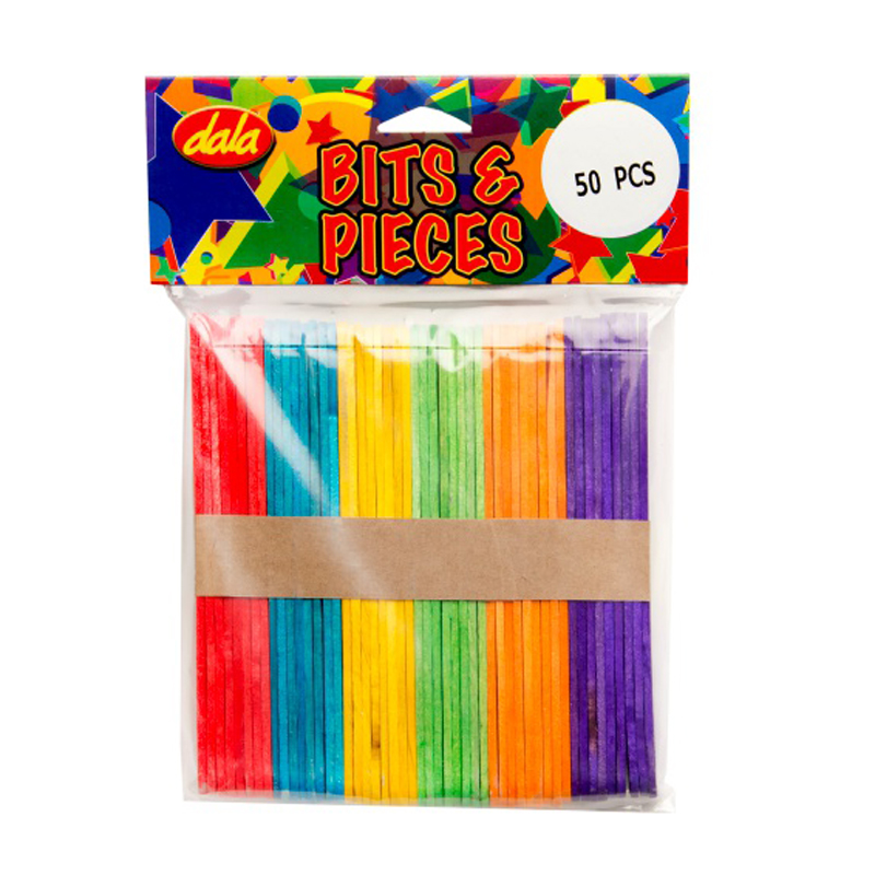 Dala Coloured Wooden Sucker Sticks Standard (50)