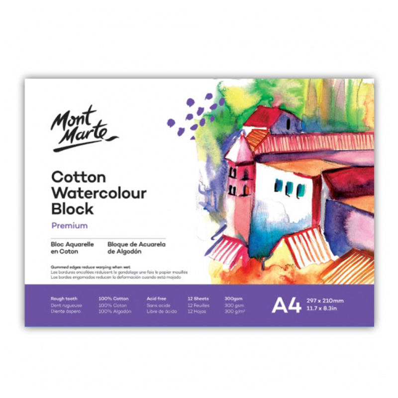 Mont Marte Cotton Watercolour Book 300gsm (12 sheets)