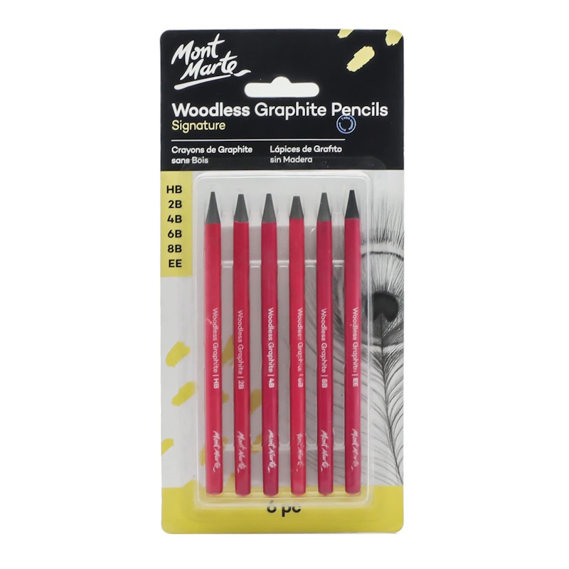 Mont Marte Signature Woodless Graphite Pencils (6)