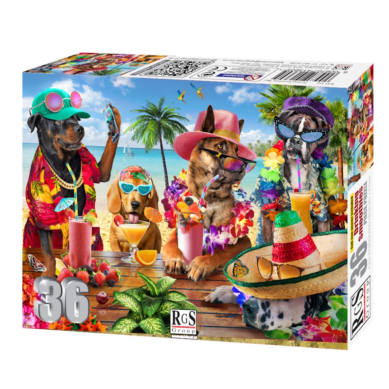 Dogs Drinking Smoothies Cardboard Puzzle (36 pieces)