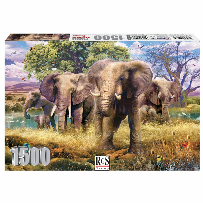 Elephant Family Cardboard Puzzle (1500 pieces)
