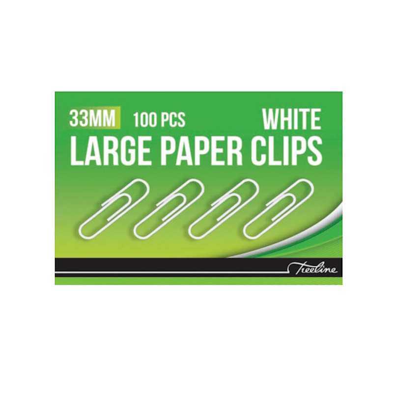 Treeline Paper Clips 33mm (white) (100)
