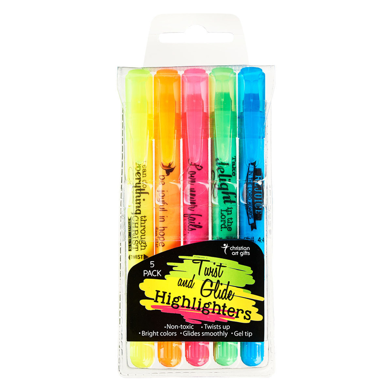 Bible Marker Twist and Glide Highlighters (5) (HL013)