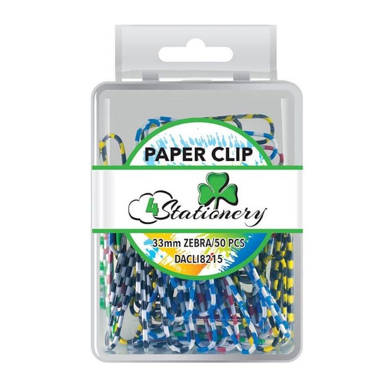 Trefoil Zebra Paper Clips 33mm (50)