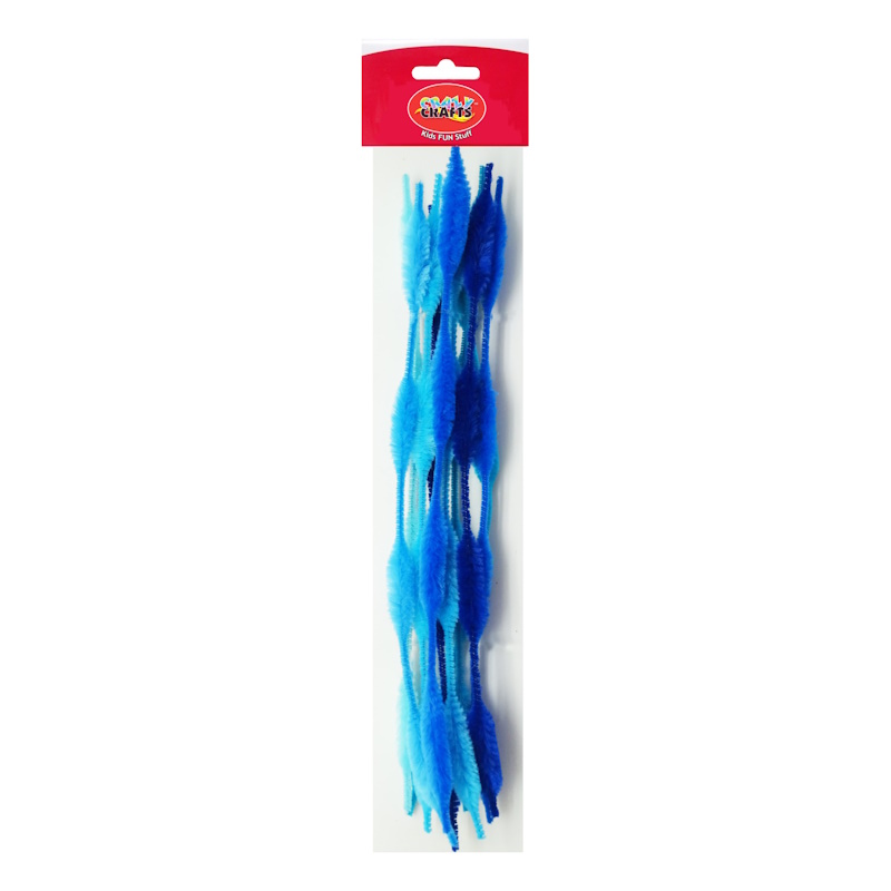 Crazy Craft Chenille Wave Pipe Cleaners 12mm (mixed blue) (10)