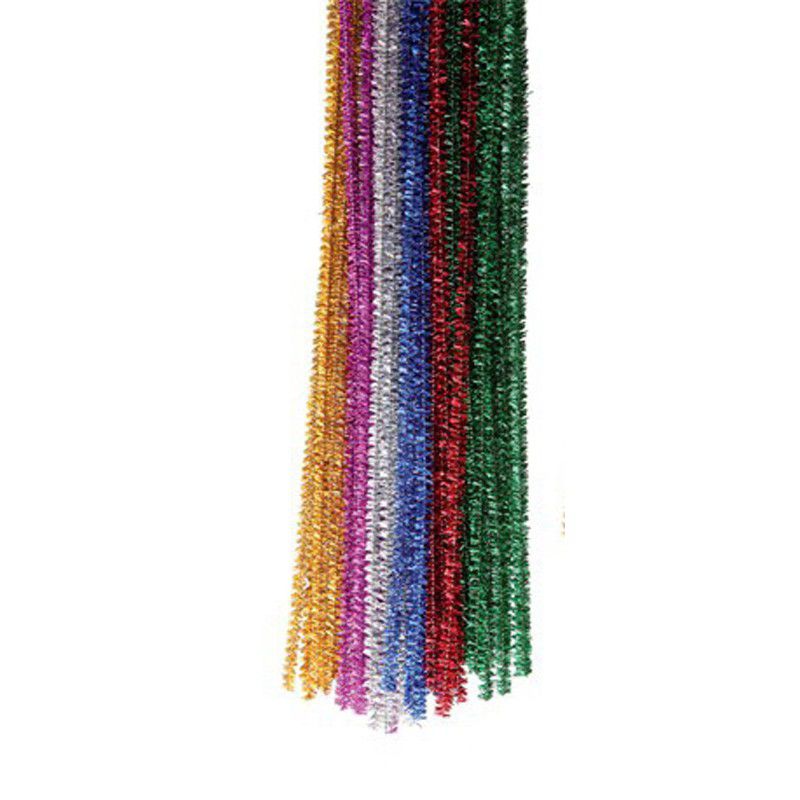 Crazy Craft Chenille Stems Pipe Cleaners Metallic (silver, red, green, blue) (18)