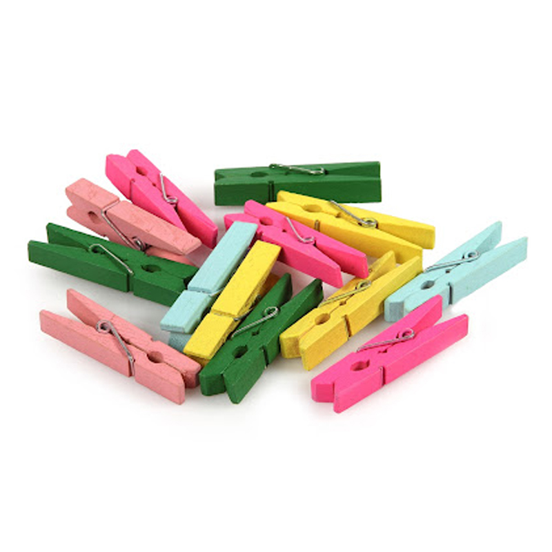 Dala Large Wooden Pegs Coloured 45mm (12)