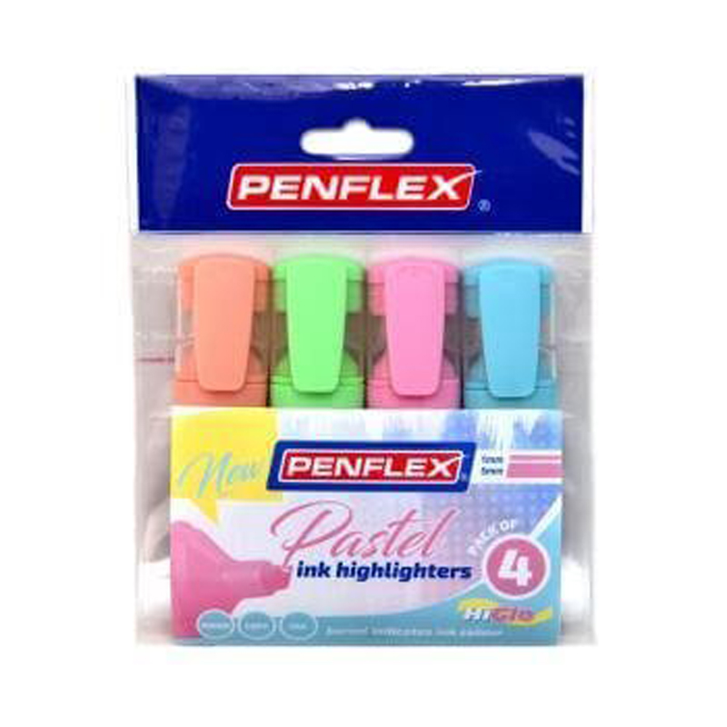 Penflex Higlo Highlighter Pastel (wallet of 4)