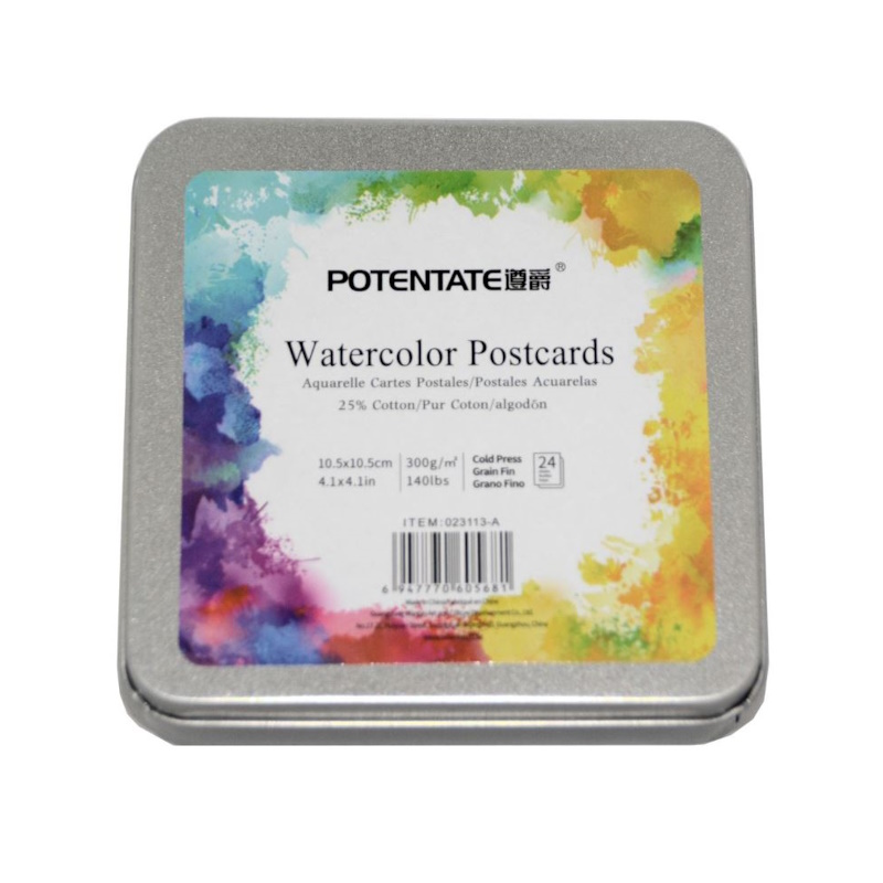 Potentate Watercolour Postcards 300gsm 105 x 105mm Cold Press (silver) (24 sheets)