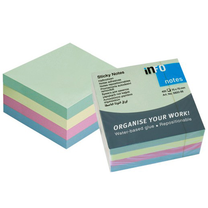 Info Notes Pastel Cube 75mm x 75mm (400)