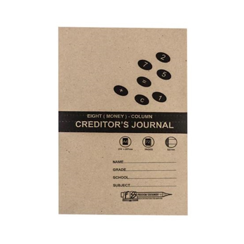 College Exercise Book 8 Column Creditors Journal A4 (72 page)