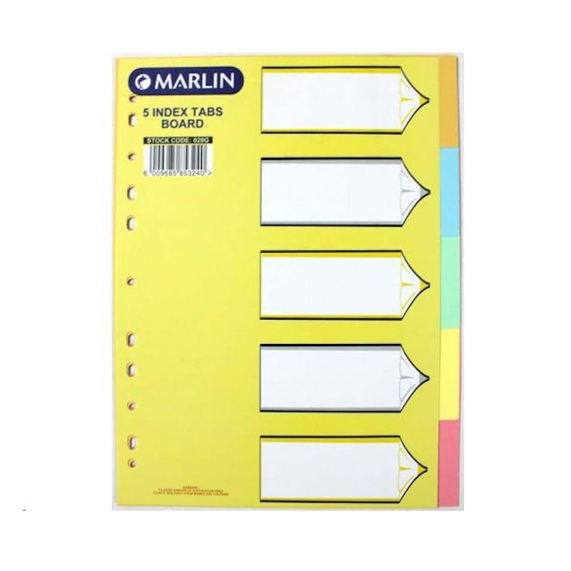 Marlin Board Dividers 5 Tab (pastel)