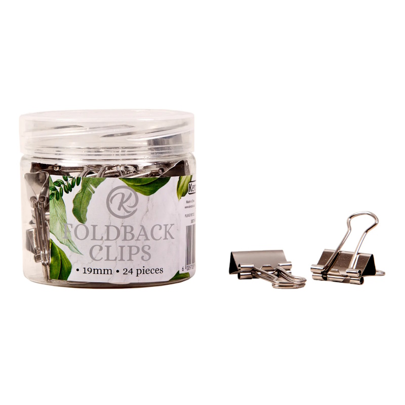 Kenzel Silver Foldback Clips 19mm (24)