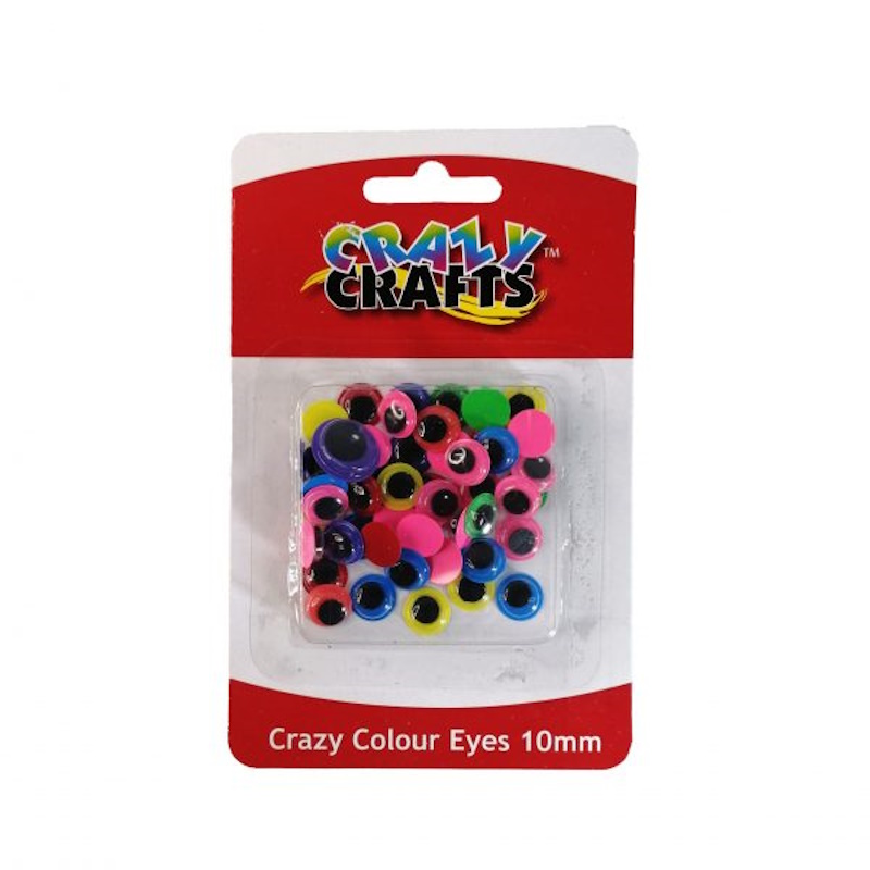 Crazy Craft Googly Eyes Coloured 10mm (50)