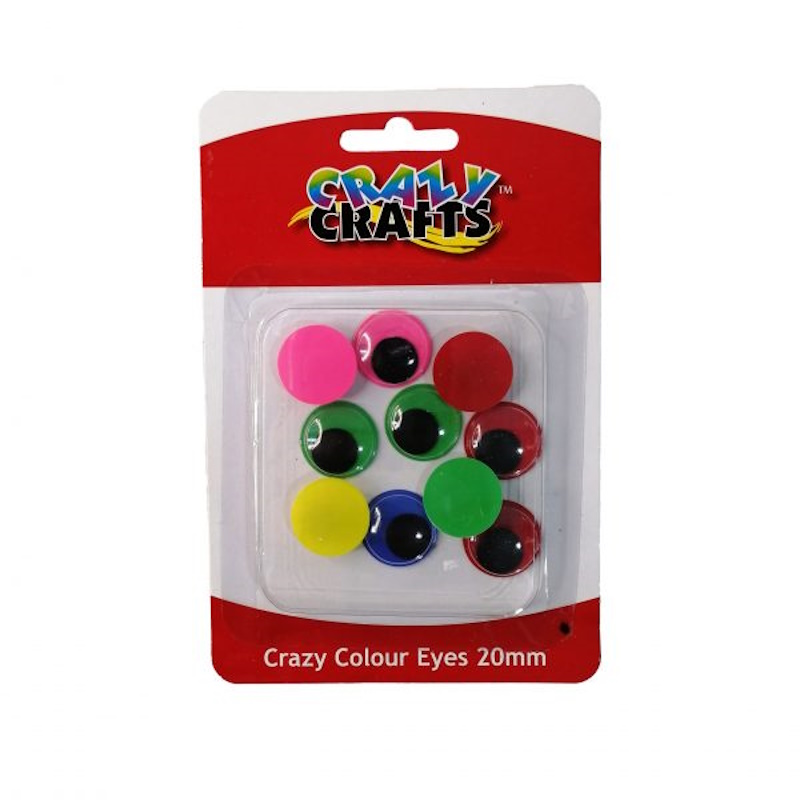 Crazy Craft Googly Eyes Coloured 20mm (10)