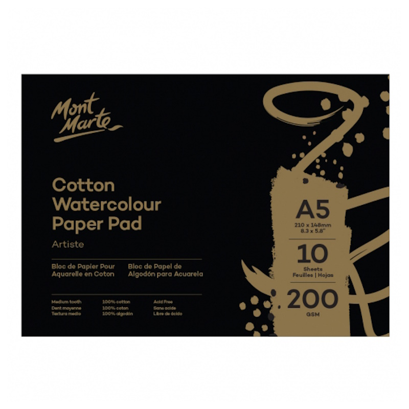 Mont Marte Cotton Watercolour Book 200gsm (10 sheets)