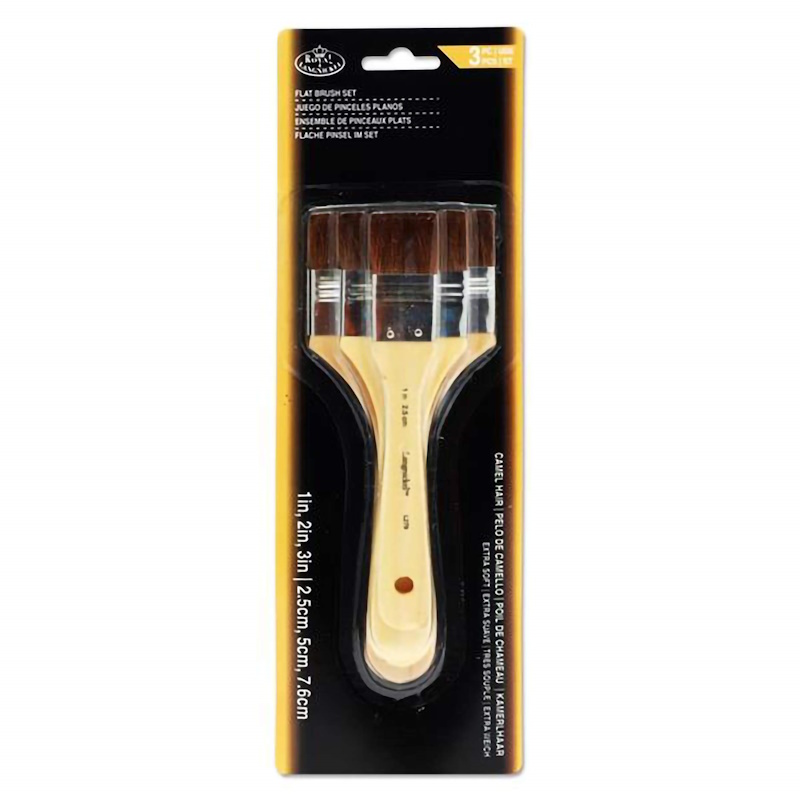 Royal & Langnickel Taklon Flat Brush Set (3) (2.5cm, 5cm, 7.6cm)