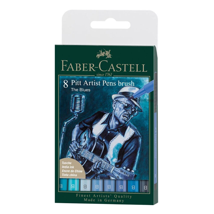 Faber-Castell India Ink Pitt Artist Brush Pens The Blues (8)
