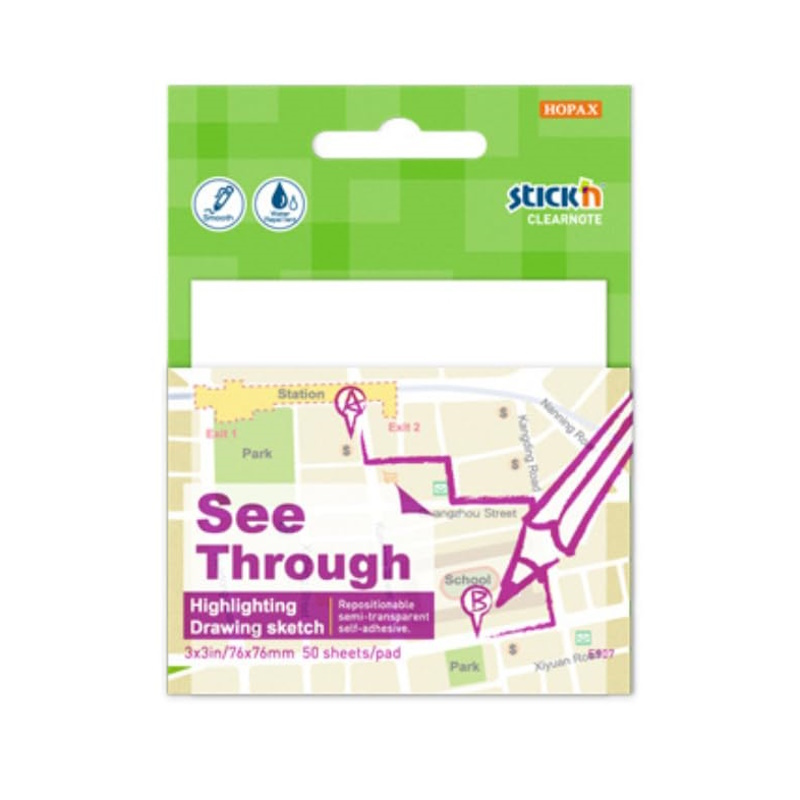 Stick'n Note Clear Notes (76 x 76mm)