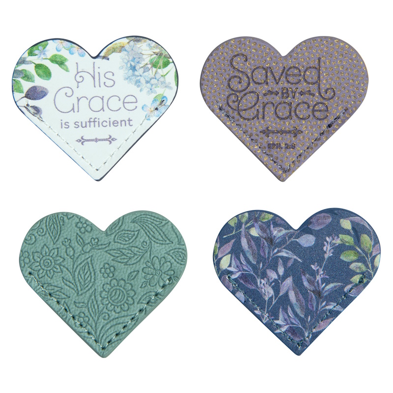 Saved by Grace Faux Leather Set of Four Corner Book Marks (BMF167)