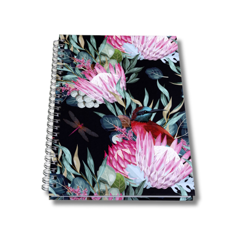 Kenzel Hard Cover Wiro Notebook Protea & Bird A5 (80 sheets) (HCA52301)