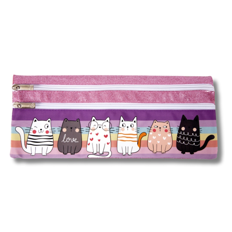 Kenzel Double Pencil Bag 33cm (cats)