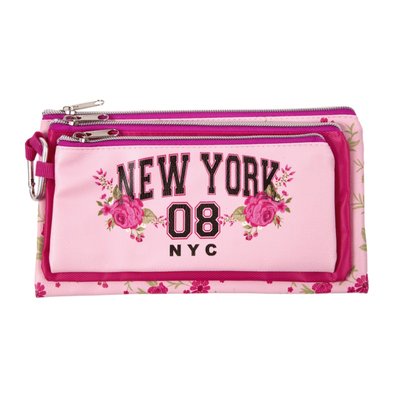 Kenzel 3 Compartment Pencil Bag 23cm (pink)