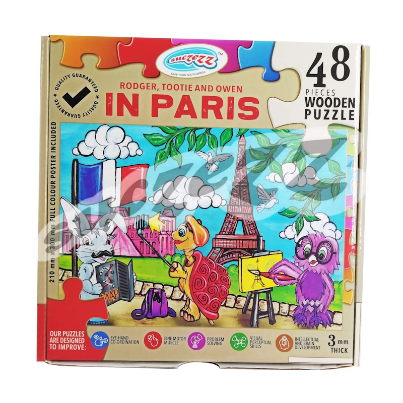 Rodger, Tootie and Owen in Paris Wooden Puzzle (48 piece)