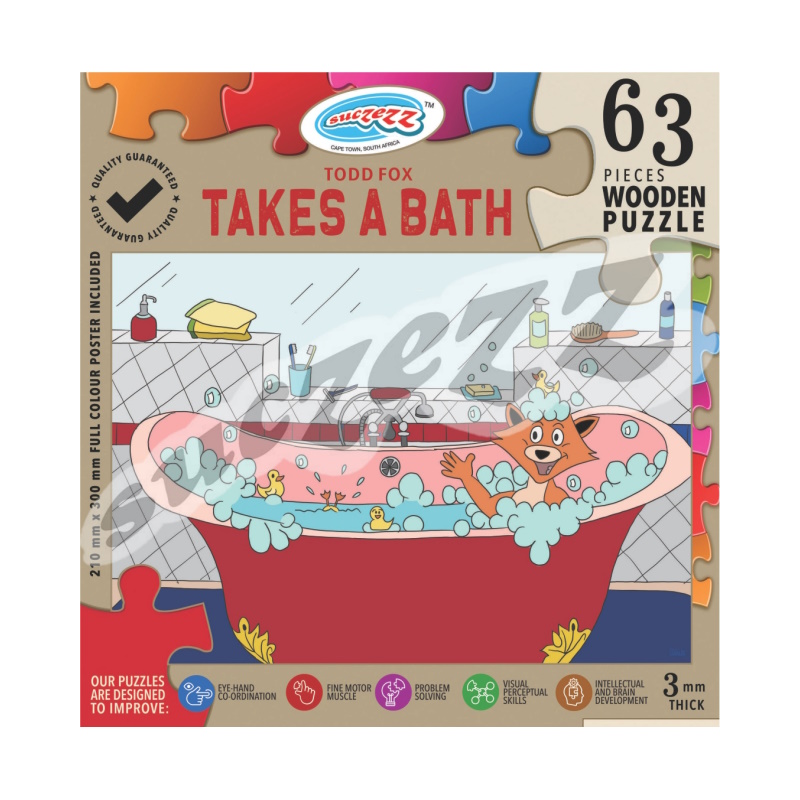 Todd Fox Takes a Bath Wooden Puzzle (63 piece)