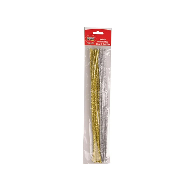 Crazy Craft Chenille Stems Pipe Cleaners Metallic (silver, gold) (18)