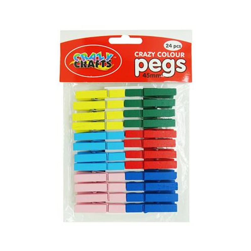 Crazy Craft Colour Pegs 4.5cm (24)