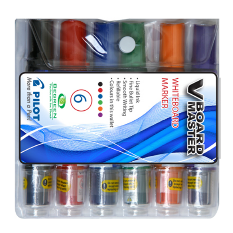 Pilot V Board Master Whiteboard Markers (wallet of 6)
