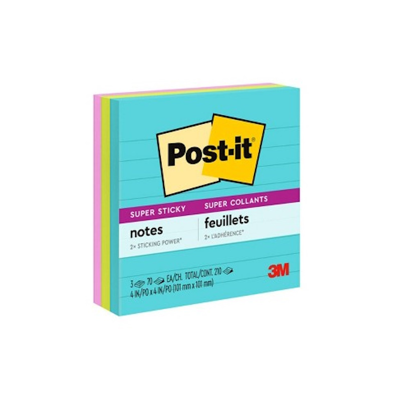 3M Post-it Lined Notes Miami Collection 100 x 100mm