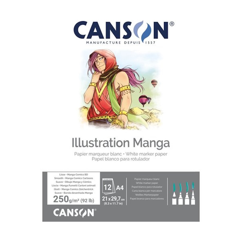 Canson Illustration Manga Marker Pad 250gsm A4 (12 sheets)