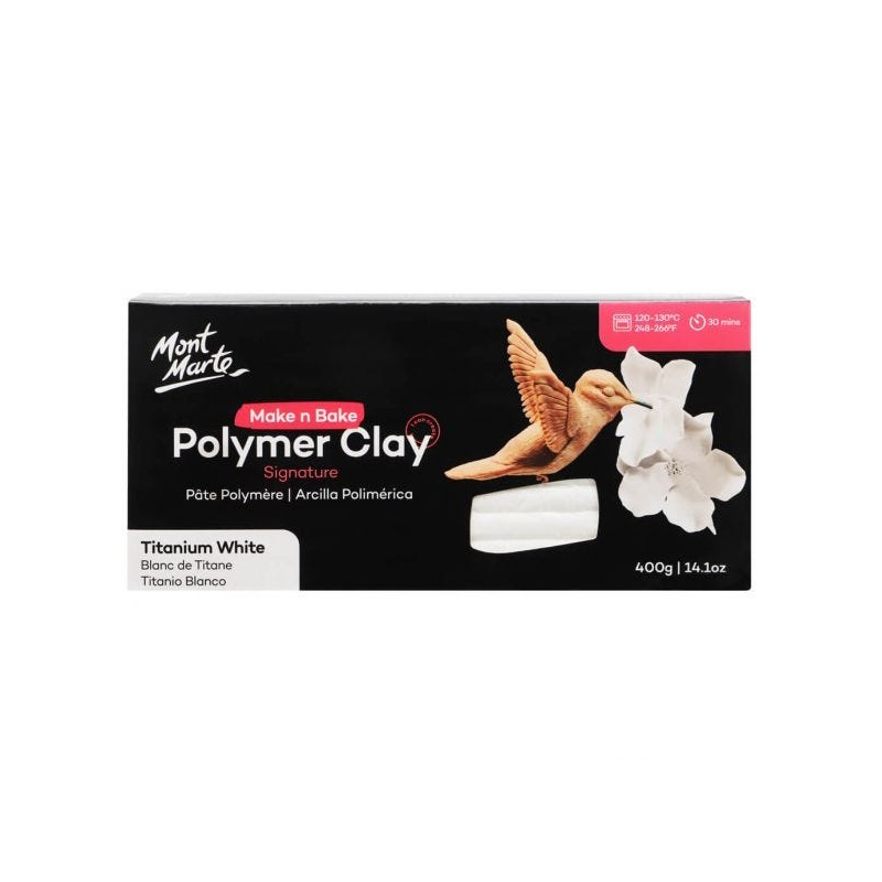 Mont Marte Make n Bake Polymer Clay (400g) (titanium white)