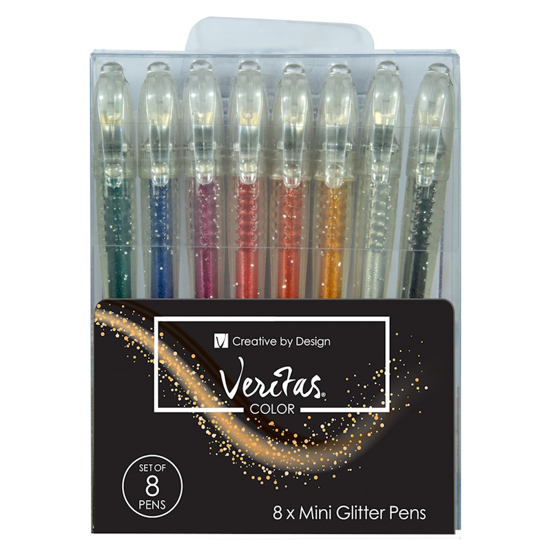 Veritas Mini Glitter Gel Pens (8) (PEN369)