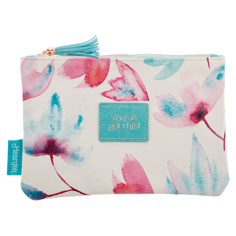 You've Got This Pink Petals Canvas Zipper Pouch (HFPCA017)
