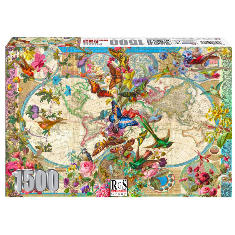 Blooms World Map Cardboard Puzzle (1500 pieces)