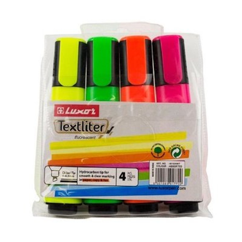 Luxor Textliter Highlighter (wallet of 4)