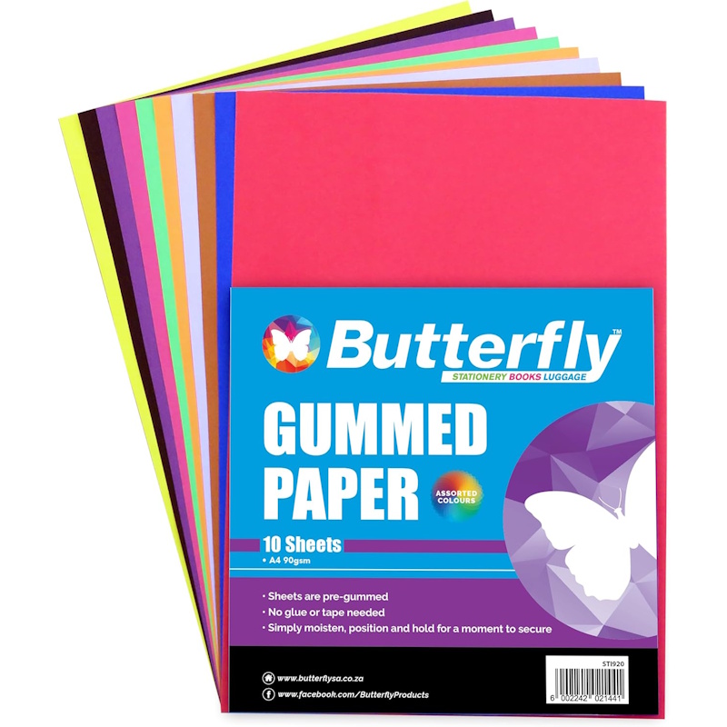 Butterfly Gummed Paper Sheets A4 (10 sheets)
