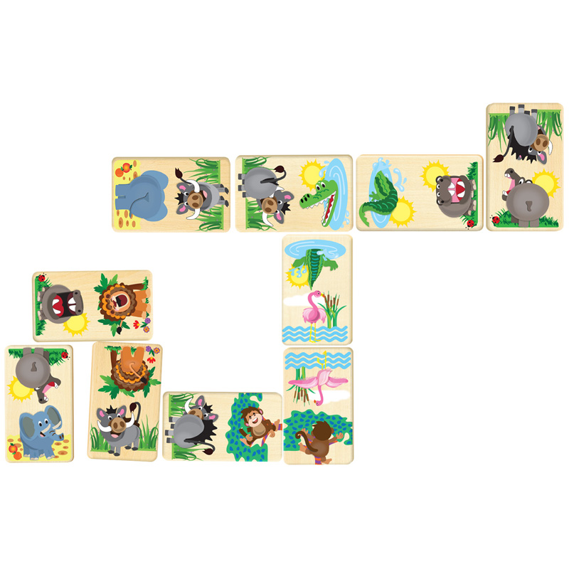 Wooden Domino Heads & Tails Animal Game (21 piece)