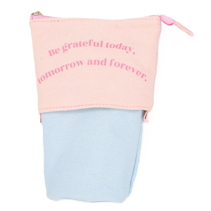 Colour Me Vibes Retractable Canvas Pencil Bag (pink/blue) (8223)
