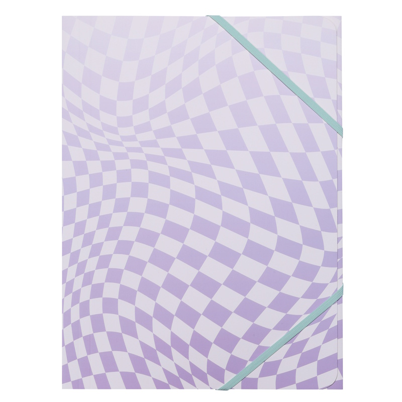 Colour Me Vibes 3 Flap Document Wallet Board A4 (purple check) (8070)